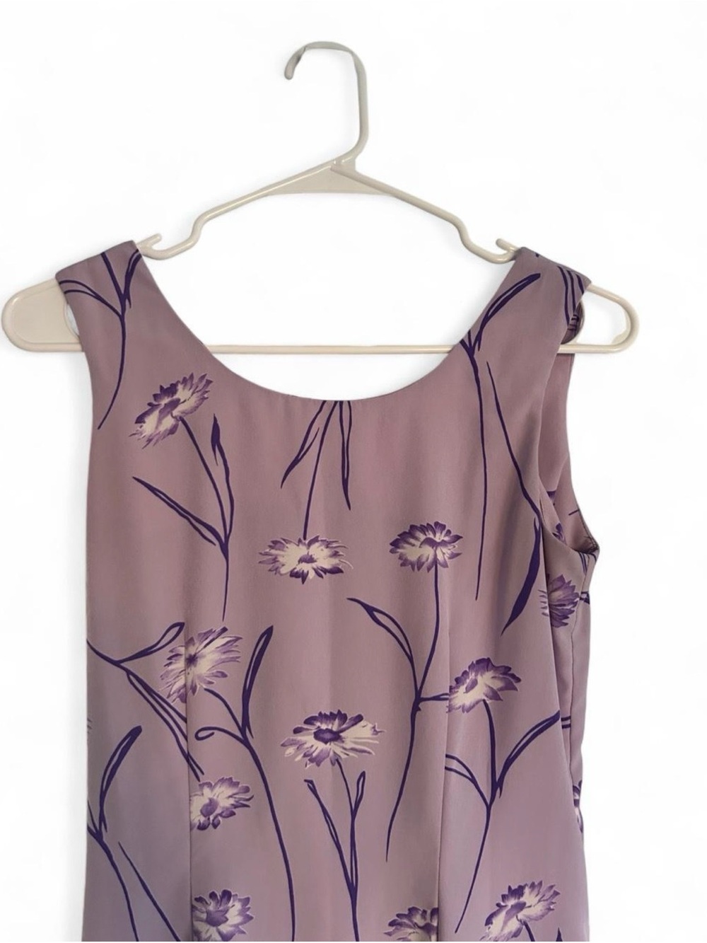 Vintage Sleeveless Mauve Floral Midi Dress